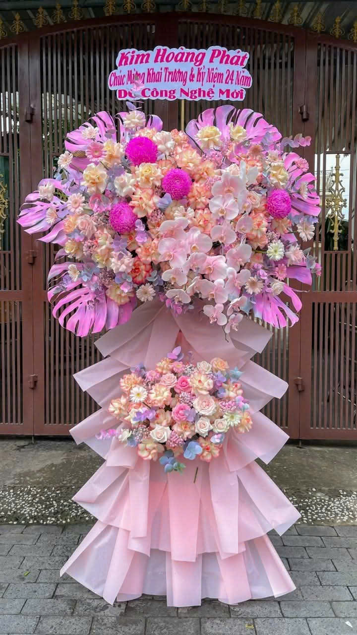 Kệ Hoa Khai Trương Tone Hồng Pastel